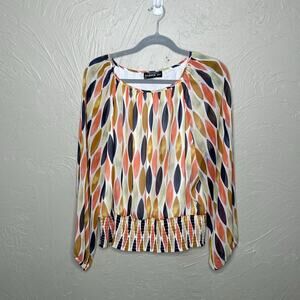 Harper 241 XL Boho Smocked Waist Blouse Multicolor